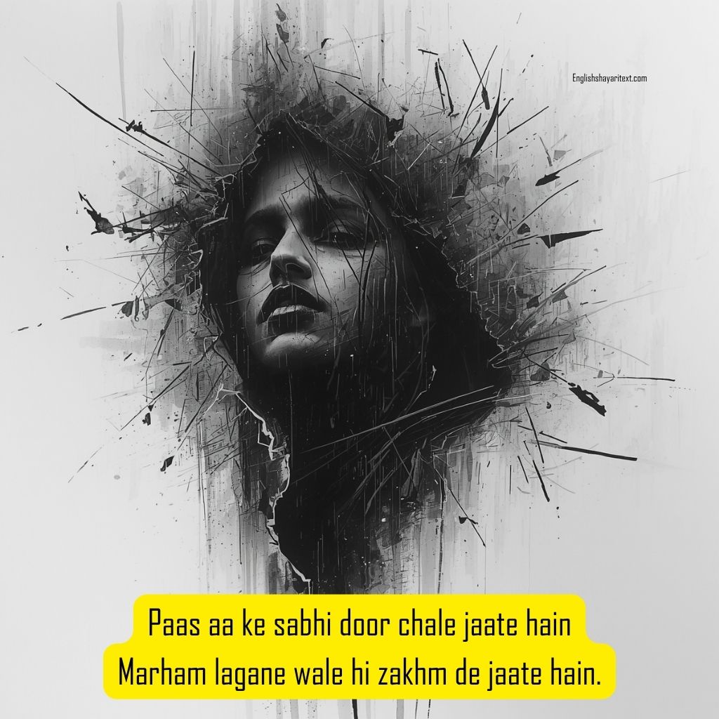 apno ke diye zakhm shayari in english showing deep emotional hurt, betrayal by loved ones, broken trust and silent heart pain